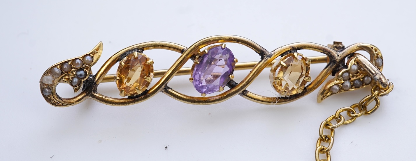 A collection of Edwardian bar brooches, early 20th century